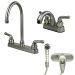 Ultra Faucets RV/Mobile Home Travel Trailer Kitchen and Lav Faucet with Shower Head and Diverter Update Combo Kit in Satin Nickel