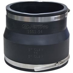Fernco 1001-54 5" x 4" Flexible Coupling Clay to Clay in Black