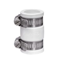 Fernco 1056-075 3/4-in. Flexible PVC Pipe Coupling for Cast Iron and Plastic Plumbing Connections in White