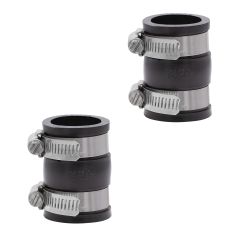 Fernco 2-Pack 1056-100 1-in. Flexible PVC Pipe Coupling for Cast Iron and Plastic Plumbing Connections in Black