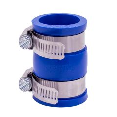 Fernco 1056-100 1 in. Flexible PVC Pipe Coupling for Cast Iron and Plastic Plumbing Connections in Blue