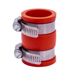 Fernco 1056-100 1 in. Flexible PVC Pipe Coupling for Cast Iron and Plastic Plumbing Connections in Red