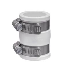 Fernco 1056-100 1 in. Flexible PVC Pipe Coupling for Cast Iron and Plastic Plumbing Connections in White