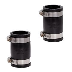 Fernco 2-Pack 1056-125 1-1/4-in. Flexible PVC Pipe Coupling for Cast Iron and Plastic Plumbing Connections in Black