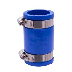 Fernco 1056-125 1-1/4 in. Flexible PVC Pipe Coupling for Cast Iron and Plastic Plumbing Connections in Blue