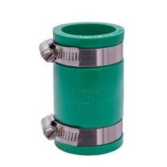 Fernco 1056-125 1-1/4 in. Flexible PVC Pipe Coupling for Cast Iron and Plastic Plumbing Connections in Green