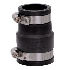 Fernco 1056-150/125 Reducing 1-1/2-in. x 1-1/4-in. Flexible PVC Pipe Coupling for Cast Iron and Plastic Plumbing Connections in Black