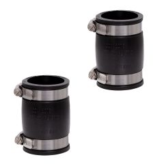 Fernco 2-Pack 1056-150 1-1/2-in. Flexible PVC Pipe Coupling for Cast Iron and Plastic Plumbing Connections in Black
