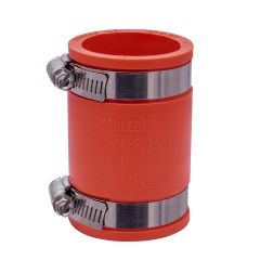 Fernco 1056-150 1-1/2 in. Flexible PVC Pipe Coupling for Cast Iron and Plastic Plumbing Connections in Red