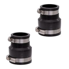 Fernco 2-Pack 1056-215 Reducing 2-in. x 1-1/2-in. Flexible PVC Pipe Coupling for Cast Iron and Plastic Plumbing Connections in Black