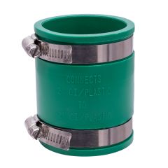 Fernco 1056-22 2 in. Flexible PVC Pipe Coupling for Cast Iron and Plastic Plumbing Connections in Green