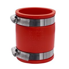 Fernco 1056-22 2 in. Flexible PVC Pipe Coupling for Cast Iron and Plastic Plumbing Connections in Red