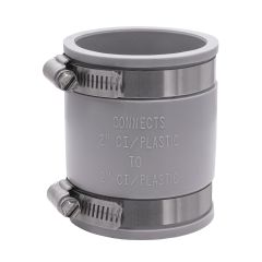 Fernco 1056-22 2 in. Flexible PVC Pipe Coupling for Cast Iron and Plastic Plumbing Connections in Gray