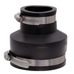 Fernco 1056-315 Reducing 3-in. x 1-1/2-in. Flexible PVC Pipe Coupling for Cast Iron and Plastic Plumbing Connections in Black