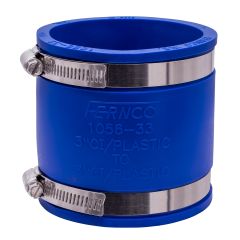 Fernco 1056-33 3 in. Flexible PVC Pipe Coupling for Cast Iron and Plastic Plumbing Connections in Blue