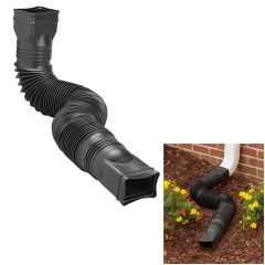 Amerimax 85015 Black Flexible Downspout Extension Gutter Connector Rainwater Drainage, 25 to 55 inches