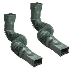 Amerimax Green Flexible Downspout Extension Gutter Connector Rainwater Drainage, 2-Pack