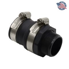 Fernco CV-125T 1-1/4" Threaded Sump Pump PVC Threaded Check Valve with Stainless Steel Clamps