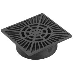 StormDrain FSD-094-S 9-inch Black Square Catch Basin Drain Grate with Bottom Outlet
