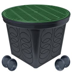 StormDrain FSD-3017-20BKIT-GRN 20" Large Round Catch Basin with Green Grate Kit 