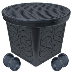 Source 1 Drainage StormDrain Catch Basin Round 20 inch with Grate Lid Kit FSD-3017-20BKIT