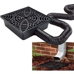 Amerimax 12 Inch No Dig Low Profile Catch Basin Downspout Extension Kit, Black