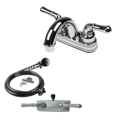 Ultra Faucets RV/Mobile Home Travel Trailer Lav Faucet, Hand-Held Shower Head, and Diverter Update Combo Kit in Chrome