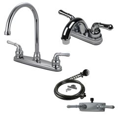 Ultra Faucets RV/Mobile Home Travel Trailer Kitchen and Lav Faucet with Hand-held Shower Head and Diverter Update Combo Kit in Chrome