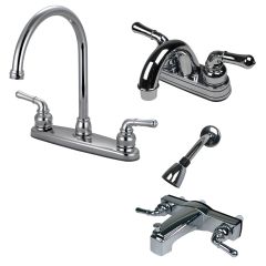 Ultra Faucets RV/Mobile Home Travel Trailer Kitchen and Lav Faucet with Shower Head and Diverter Update Combo Kit in Chrome