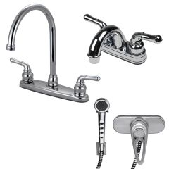 Ultra Faucets RV/Mobile Home Travel Trailer Kitchen and Lav Faucet with Shower Head and Diverter Update Combo Kit in Chrome