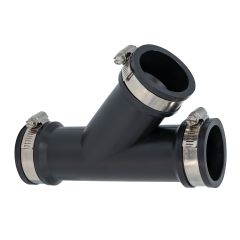 Fernco 1.5 in. Hub Flexible PVC Wye DWV Pipe Fitting Connector for Cast Iron, Steel and Plastic Connections in Black